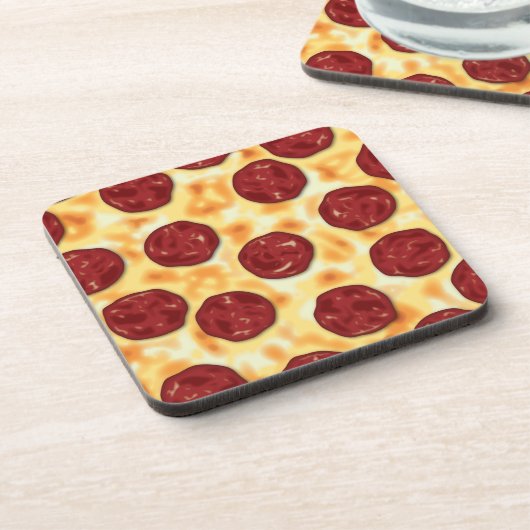 Peperoni Pizza Vektorart Getränkeuntersetzer (Linke Seite)