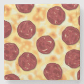Peperoni Pizza Vektorart Steinuntersetzer (Vorderseite)