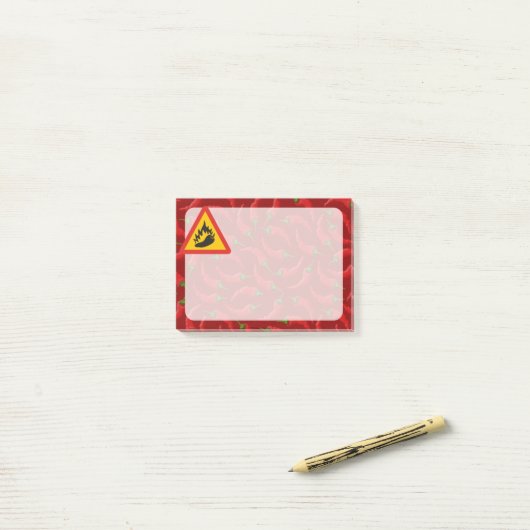 Peperonigefahrenzeichen Post-it Klebezettel (Auf Schreibtisch)