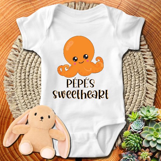 Pepe's Sweetheart Orange Kawaii Octopus Baby Strampler