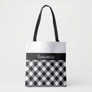 Pepita Squares Muster schwarz-weiß + Ihre Ideen Tasche