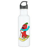 Pepper als Skifahrer mit Ski Edelstahlflasche (Vorderseite)
