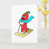 Pepper als Skifahrer mit Ski Karte (Gelbe Blume)