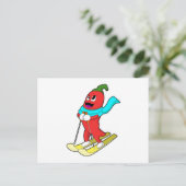 Pepper als Skifahrer mit Ski Postkarte (Stehend Vorderseite)