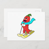 Pepper als Skifahrer mit Ski Postkarte (Vorne/Hinten)