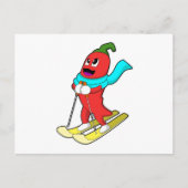 Pepper als Skifahrer mit Ski Postkarte (Vorderseite)