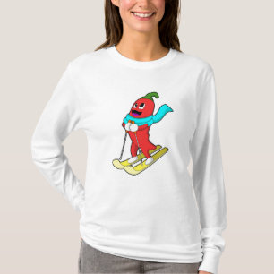 Pepper als Skifahrer mit Ski T-Shirt