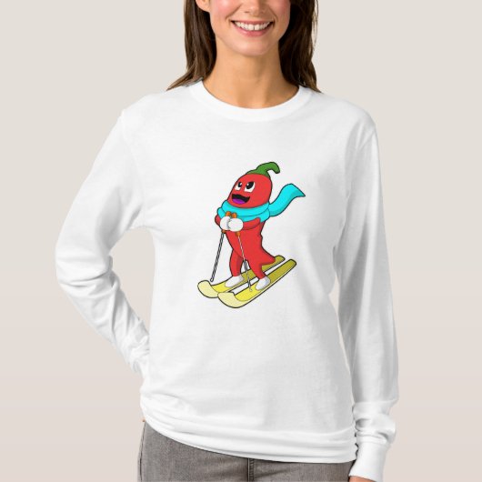 Pepper als Skifahrer mit Ski T-Shirt (Vorderseite)