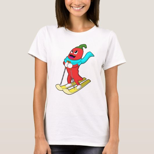 Pepper als Skifahrer mit Ski T-Shirt (Vorderseite)