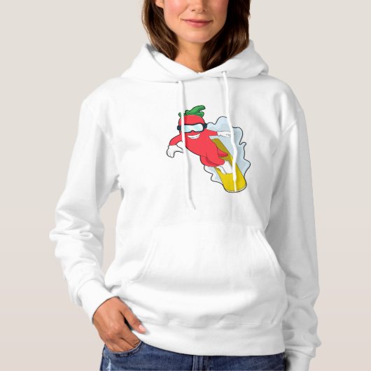 Pepper beim Snowboarden mit Snowboard Hoodie (Vorderseite)