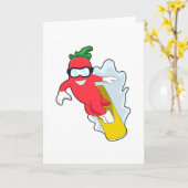 Pepper beim Snowboarden mit Snowboard Karte (Gelbe Blume)