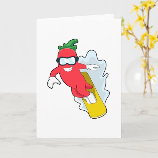 Pepper beim Snowboarden mit Snowboard Karte (Gelbe Blume)