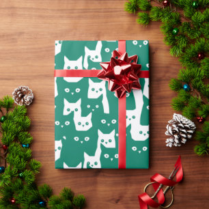 Pepper Green Katzen lustiges Muster Geschenkpapier