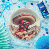 Pepper Guitar Player (Mexikanischer Roter Chili) Pappteller (Party)