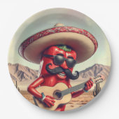Pepper Guitar Player (Mexikanischer Roter Chili) Pappteller (Vorderseite)
