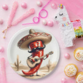 Pepper Guitar Player (Mexikanischer Roter Chili) Pappteller (Party)