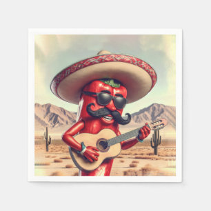 Pepper Guitar Player (Mexikanischer Roter Chili) Serviette