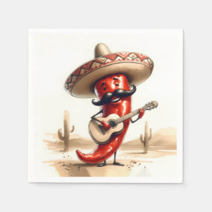 Pepper Guitar Player (Mexikanischer Roter Chili) Serviette