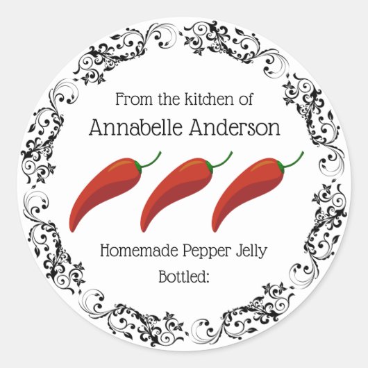 Pepper Jelly Label personalisieren Runder Aufkleber (Vorderseite)