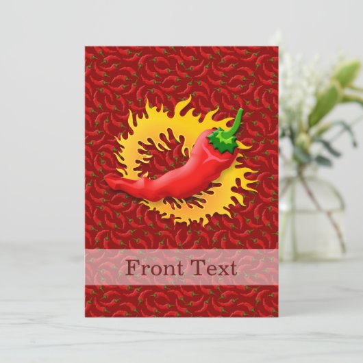 Pepper mit Flamme Einladung (Stehend Vorderseite)