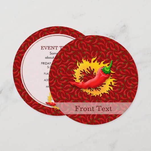 Pepper mit Flamme Einladung (Vorne/Hinten)
