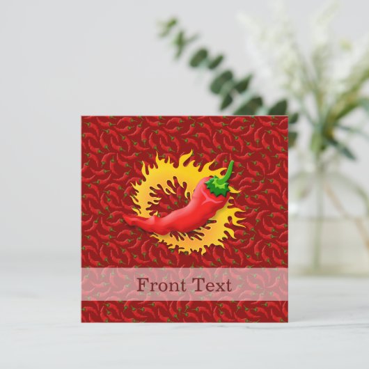 Pepper mit Flamme Einladung (Stehend Vorderseite)