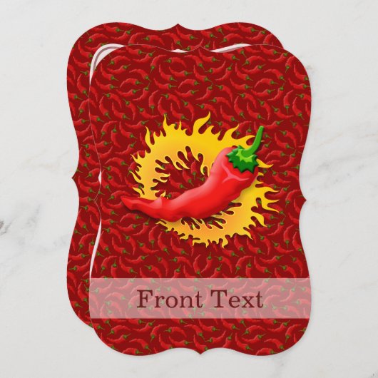 Pepper mit Flamme Einladung (Vorne/Hinten)