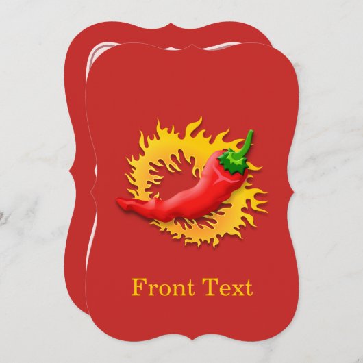 Pepper mit Flamme Einladung (Vorne/Hinten)