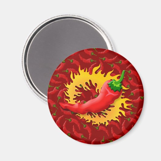 Pepper mit Flamme Magnet (Vorderseite/Rückseite)