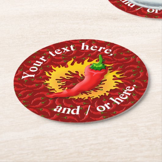 Pepper mit Flamme Runder Pappuntersetzer (Angewinkelt)