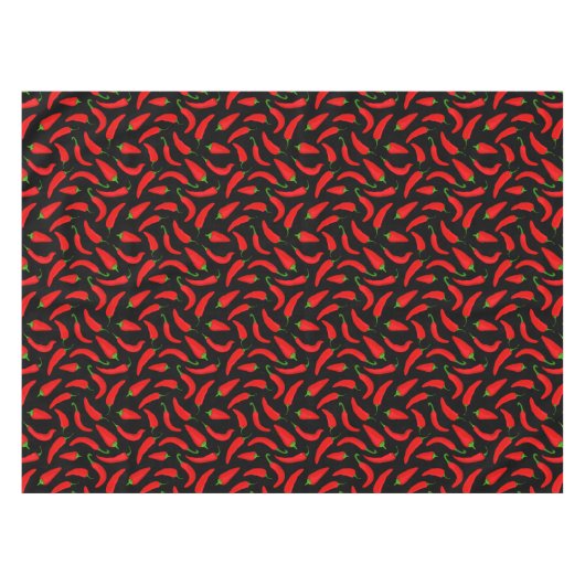 Pepper-Muster des rauen Roten Chilis auf Schwarz Tischdecke (Vorderseite (Horizontal))