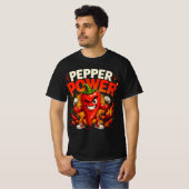 Pepper Power Lustiges Scharfes Pfeffer T-Shirt (Vorne ganz)