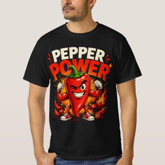 Pepper Power Lustiges Scharfes Pfeffer T-Shirt (Vorderseite)
