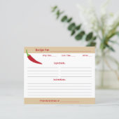 Pepper-Rezept-Karte des roten Chilis (Stehend Vorderseite)