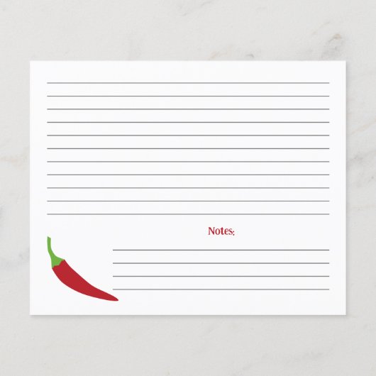 Pepper-Rezept-Karte des roten Chilis (Rückseite)