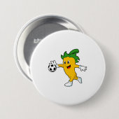 Pepper Vegan als Fußballspieler mit Fußball.PNG Button (Vorne & Hinten)