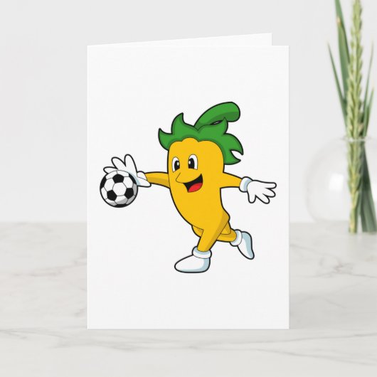 Pepper Vegan als Fußballspieler mit Fußball.PNG Karte (Vorderseite)