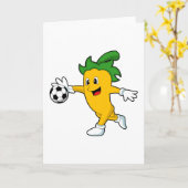 Pepper Vegan als Fußballspieler mit Fußball.PNG Karte (Gelbe Blume)