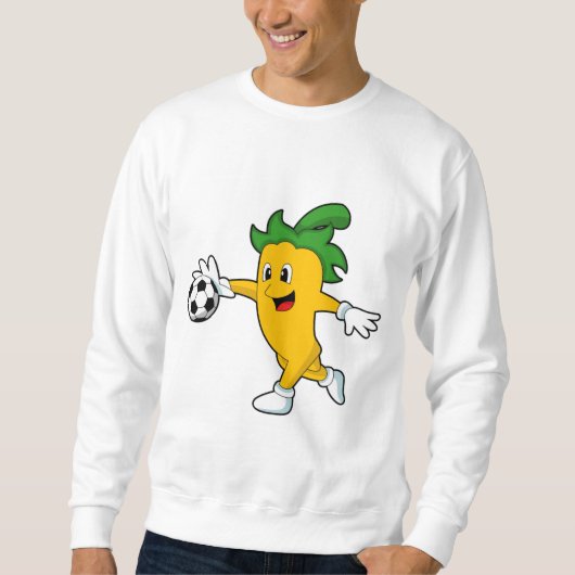 Pepper Vegan als Fußballspieler mit Fußball.PNG Sweatshirt (Vorderseite)