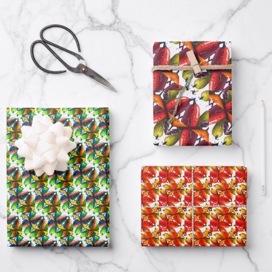 Pepper Wrapping Paper zum grünen und roten Chili Geschenkpapier Set (Vorderseite)