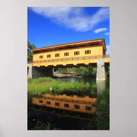 Pepperell MA New Covered Bridge River View Poster (Vorne)