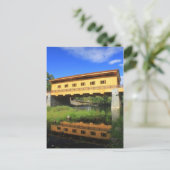 Pepperell MA New Covered Bridge River View Postkarte (Stehend Vorderseite)