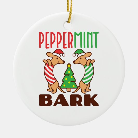 Peppermint Bark Niedliche Weihnachts-Dackel Dackel Keramik Ornament (Vorne)