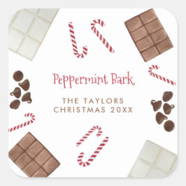 Peppermint Bark Rezept Kit Weihnachtsgeschenk Quadratischer Aufkleber