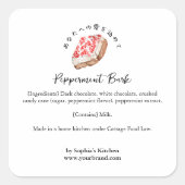 Peppermint Bark Watercolor Bakery Ingredient Quadratischer Aufkleber (Vorderseite)