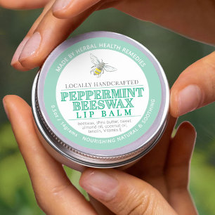 Peppermint-Bienenwachs-Handbalsam-Salve-Grün-Zinne Runder Aufkleber