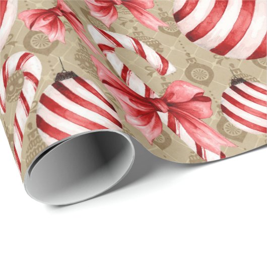 Peppermint Candy Cane Gift Wrap Paper Geschenkpapier (Rolleneckpunkt)