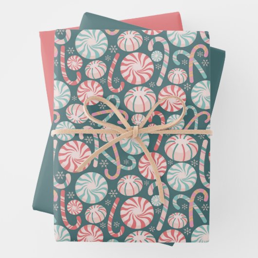 Peppermint Candy Cane Modern Wrapping Paper Geschenkpapier Set (Beispiel)