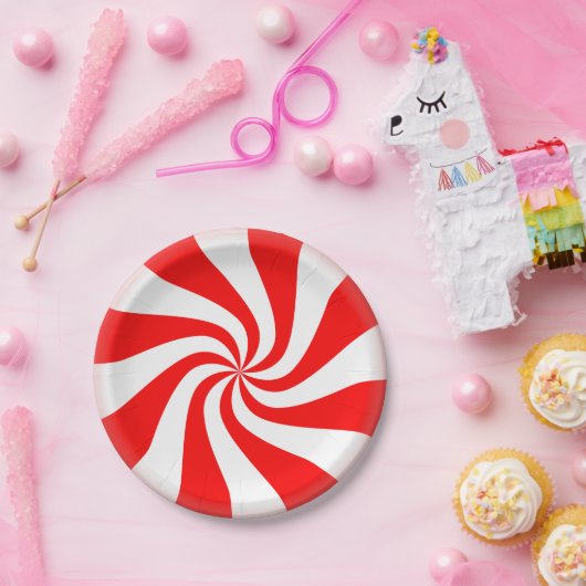 Peppermint Candy cane Pattern Pappteller (Party)