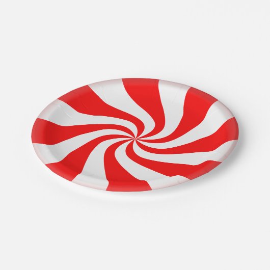 Peppermint Candy cane Pattern Pappteller (Schrägansicht)